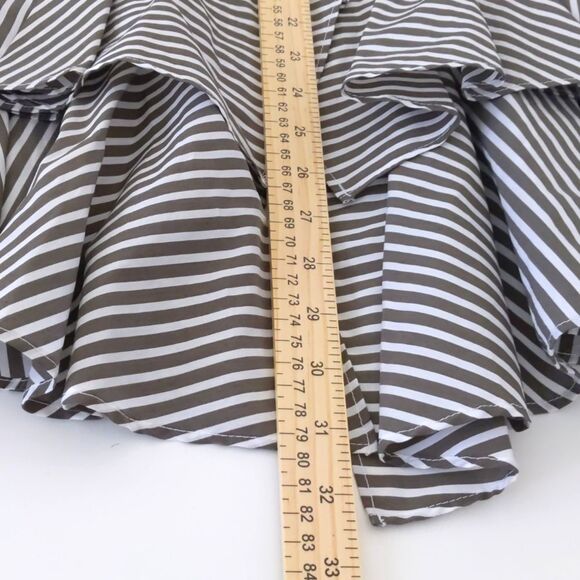 NEW Womens' Vertical Gray White Stripe Open Back Halter Ruffled Dress Size 14 - Picture 8 of 10